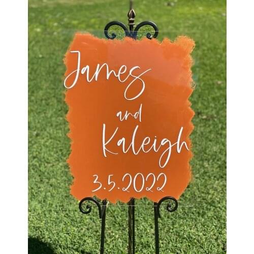 Outdoor Wedding Welcome Sign Custom Orange Acrylic Welcome Sign Entrance Plexiglass Sign for Wedding Party Signature Board