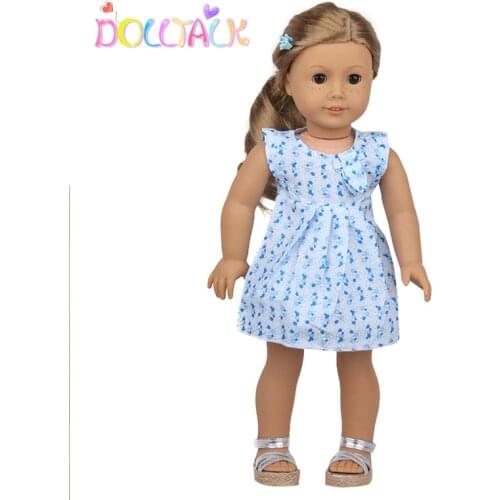 New Fashion Summer 43 Cm New Baby Born Doll Clothes Blue Slip Dress For 18 Inch American Doll For Girls Gift