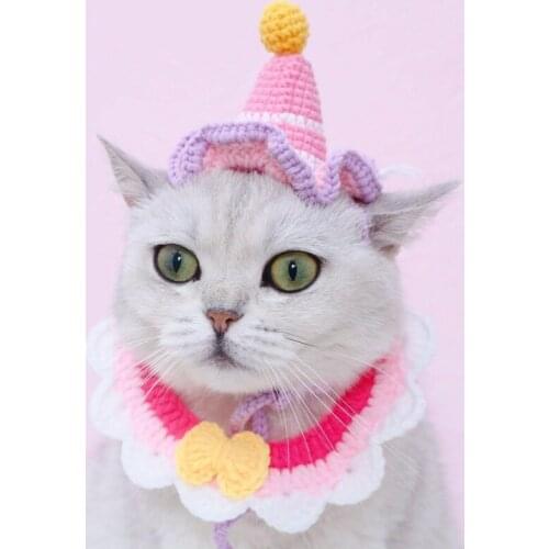 New Pet Creative Accessories Dog Hat Pet Cat Hand-Woven Birthday Hat Christmas Party Puppy Kitten Hat Pet Supplies