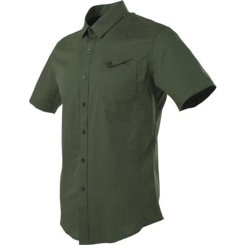 Solid workwear shirts button up summer basic shirt fancy military promotion workout army green tactical men Business dress shirt