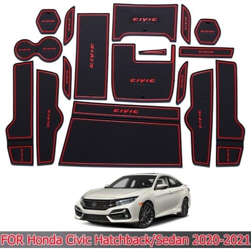 For Honda Civic Hatchback/Sedan 2020-2021 Door Slot Pad Car Armrest Box Anti-skid Pad Water Coaster Storage Pad