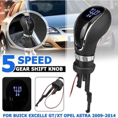 5 Speed Gear Shift Knob Leather Shifter Lever Handle Stick W/LED Backlight for Buick Excelle GT/XT OPEL ASTRA 2009-2014