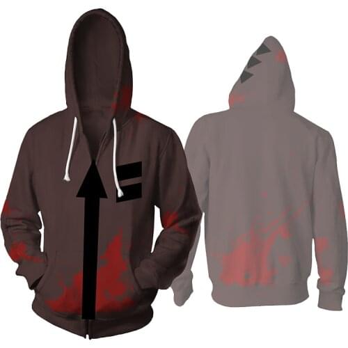 Satsuriku no Tenshi Angels of Death Zack Cosplay Hooded Sweater Costume Zipper Hoodies Jacket Plus Size Pullover Men Women