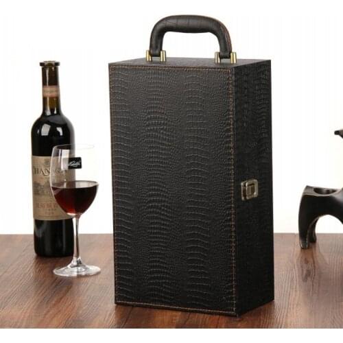 Wine Bottle Box Leather Luxury Bag 2 Red Wine Champagne Tote Carrier Handle Travel Case Organizer Gift