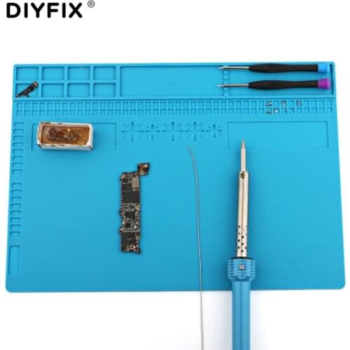 DIYFIX Heat Resistant Insulation Desk Hot Air Gun Station Mat Soft Silicone Pad Mobile Phone BGA Soldering DIY Repair Tool