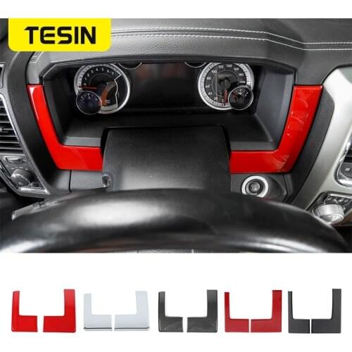 TESIN Interior Accessories For Dodge RAM 1500 Carbon Fiber Car Dashboard Sides Decor Cover Sickers For Dodge RAM 1500 2010-2017