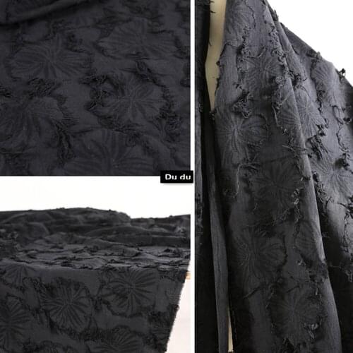 50*145cm Jacquard Texture Clothing Fabric Tassel Dark flower Linen Cotton Fabric Clothing Coat Design Fabric DIY