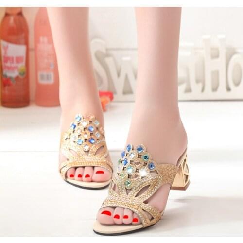 Summer High Heeled Shoes for Women Sexy Open Toe Ladies Sandals Pumps Women Wedding Shoes Decorated Rhinestone Party Shoes 553