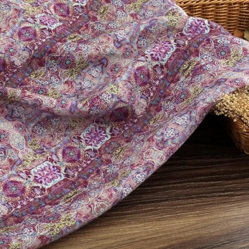 Quality flax fabric New colour printing tissu High-end Gown Dress clothes sewing fabric