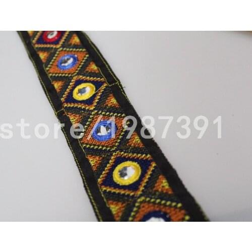 Wide about5cm 4yards/lot Polyester cotton Woven Jacquard Ribbon embroider with Sequins Trims Quilt Accessories LS-0121