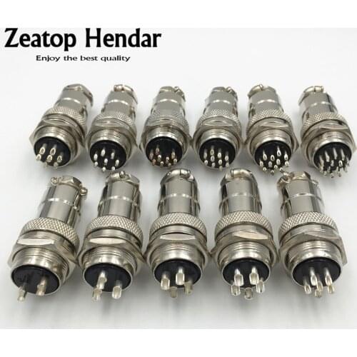 10Set GX20 XLR 2 3 4 5 6 7 8 9 10 12 14 Pin Female Plug 20mm Male Chassis Mount Socket Aviation Circular Connector