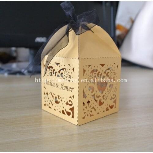 100pcs/lot gold wedding favor boxes ,personalized and gorgeous wedding gifts for guests
