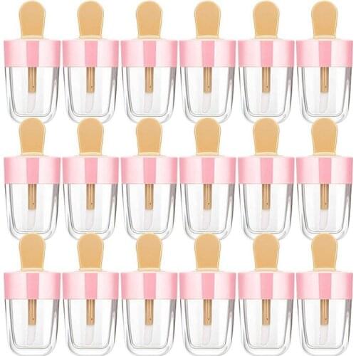20Pcs Clear Ice Cream Lip Gloss Tube Empty Lip Balm Mini Lip Balm Container DIY Refillable Cosmetic Bottle for Lipstick