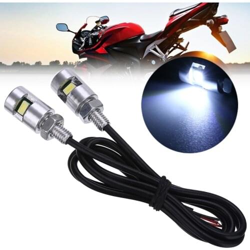 2X 12V White Motorcycle Led License Plate Screw Bolt Light Motorbike Car Number Plate Lamp Bulb Chrome