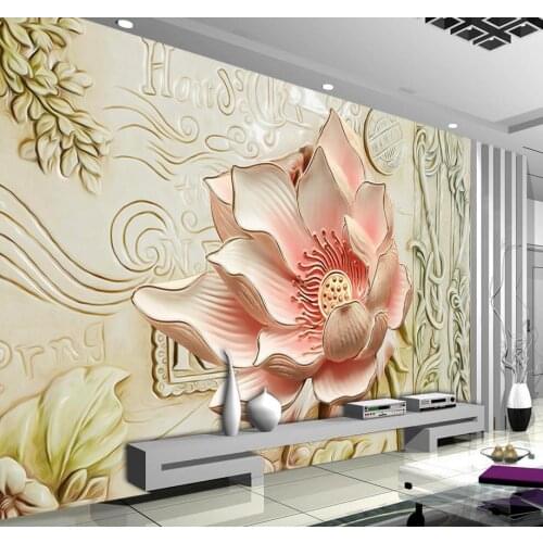 3D mural wallpaper embossed flowers beautiful 3d stereoscopic wallpaper custom non-woven decor wallpaper