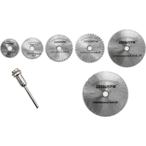 6pcs/set 7pcs/set Mini HSS Rotary Circular Tool Saw Blades for Metal Cutter Power Set Wood Cutting with Rods