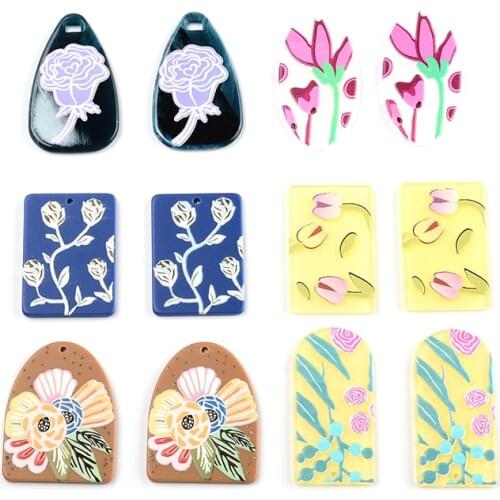 6Pcs Bright Flowers Jewelry Accessories Hand Made Earrings Making Connectors DIY Pendant Jewelry Findings Components Charms