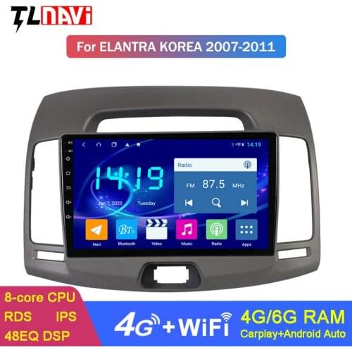 9 INCH WIFI 4GLTE Android 10 IPS 6G+128G GPS Navigation Radio For Hyundai Elantra 2007-2011 Korea Car Multimedia Player
