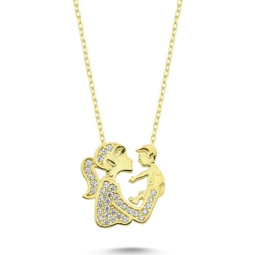 925 Sterling Silver Mother and Child Pendant, Necklace