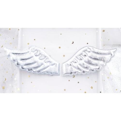 20Pcs Silver Big Angel Wing Appliques Double Sided Wing for Wall Stickers Decor DIY Crafts Baby Toy Headwear Accessories D011
