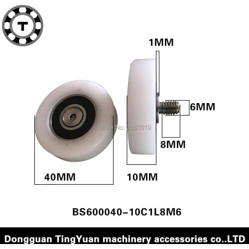 BS40*10-C1L8M6]Free Shipping 5pcs pipelinging bearing roller with stainless steel screw M6 pulley 10*40*10mm