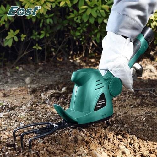 EAST 10.8V Li-ion Cordless Garden Tools Electric Fork Cultivator Rake Garden Power Tools Portable Cultivator ET1303C Green