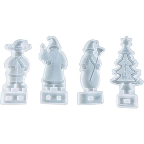 Christmas Theme Resin Molds Xmas Tree Elk Santa Claus Snowman Epoxy Casting Mold for Christmas Home Party Table Decor