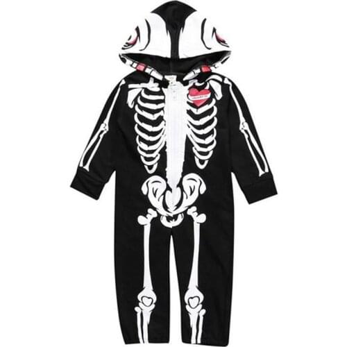 Hooyi Halloween Skull Baby Clothes Skeleton Costumes Hoodies Baby Boy Romper Fashion Newborn Jumpsuit Cotton Outfit 70 80 90 100