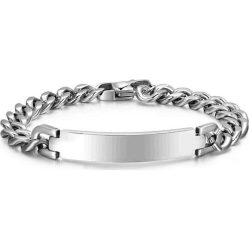 Stainless Steel ID Bracelet for Men Custom Name Birthday Gift Party Jewelry 8.2 inchs