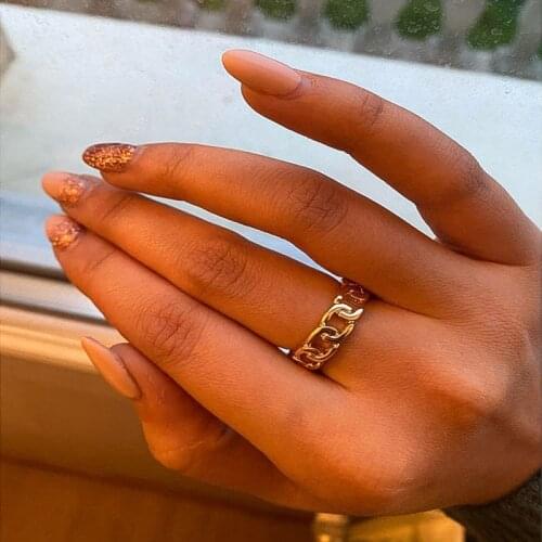 Chain Rings For Women Trendy Unisex Vintage Gothic Chunky Twisted Punk Opening Ring On Finger Geometric Finger Jewelry Accessory