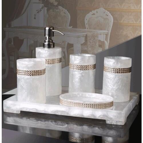 European Luxury Bathroom Five-piece Set Toothpick Box Couple Toothbrush Holder Kit Soap Dispenser Cotton Swab Box Tissue Boxes