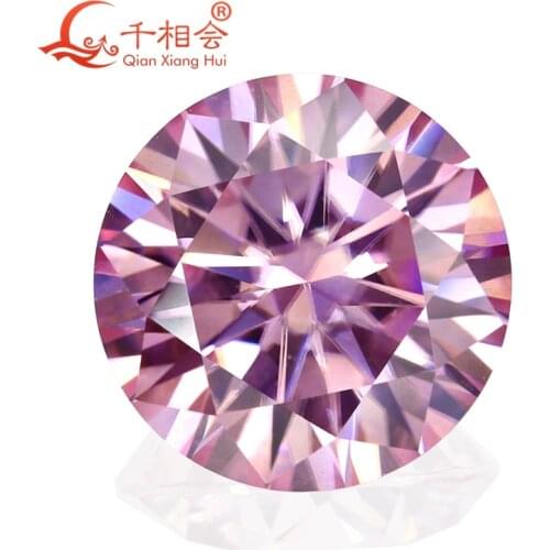 Pink color Round Brilliant cut Sic material moissanites loose stone by qianxianghui