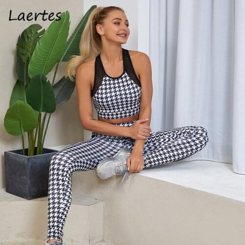 Laertes Womentwo Piece Set Patchwork And Crop Top Elastic Skinny Pants Matching Tracksuit Casual Fashion Fitness Outfits
