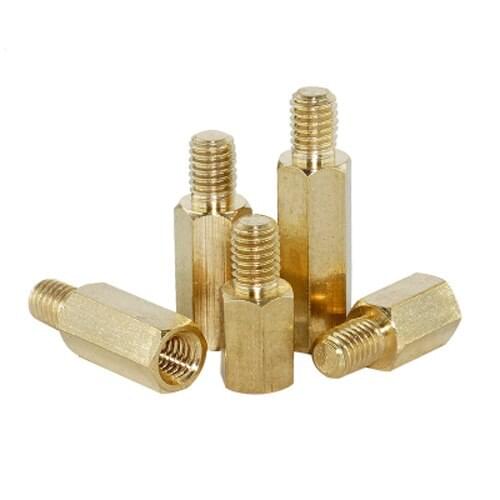 M4 Brass Single-head Hexagonal Pillars Screw 6mm External Tooth Hexagon Side Through Brassiness Pillar Bolts 70-100mm Length