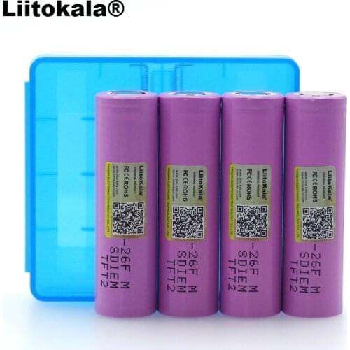 Liitokala 4PCS rechargeable battery l3.7V 18650 ICR18650-26F 2600mAh Li-ion Battery For Laptop and Suitable for flashlight