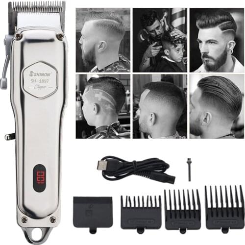 Hair Clippers Men Hair Beard Trimmer With Led Rechargeable And Usb Charging Grooming Kit Without Hurting Hair With 4 Guide Combs