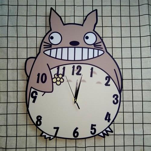 16" Anime Totoro My Neighbor Smile Cat Wall Clock Hand Flower Home Room Decor Creative 3D PVC Clock Gift