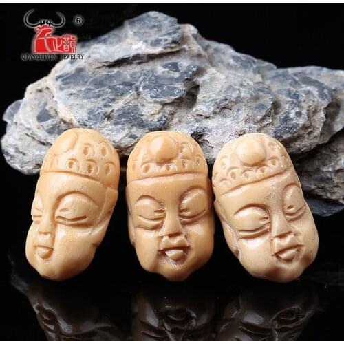 Natural Tibetan yak bone hand-carved buddhist head like DIY buddhist beads bracelet accessories