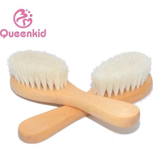 New Baby Care Pure Natural Wool Baby Wooden Brush Comb Brush Baby Hairbrush Newborn Hair Brush Infant Comb Head Massager