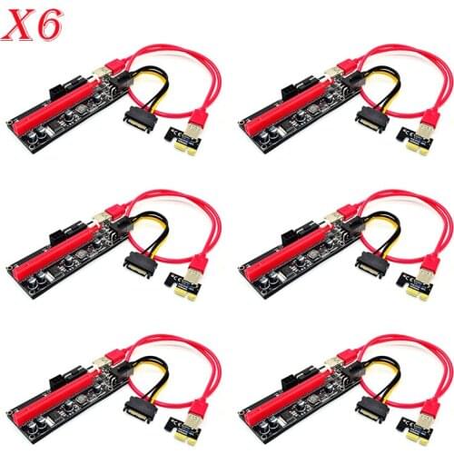 Newest 6x 60cm VER009S PCI-E GPU Extender 6Pin 4Pin Riser Card PCIe 1x to 16x USB3.0 Data Cable Mining Connectors