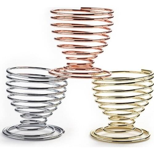 2020 Newest Kitchen Breakfast Metal Egg Cup Spiral Spring Holder Egg bracket Cup Stainless Steel Tool