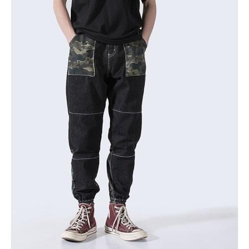 2020 New Arrival Sale Patchwork Promotion Loose Tide Camouflage Overalls Casual Cargo Pants Full Length Plaid Men Biker Jeans