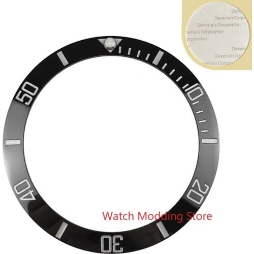 New Arrival 38mm Black Silver Printing Ceramic Bezel Insert Sub Style Luminous Pip Sloping Design