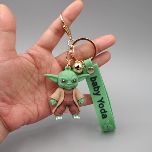 New Figure Baby Yoda Keychain Cartoon Cute Yoda Pvc Keychains Star Wars Figure Bag Car Keyrings Small Ornaments Gift for Kids