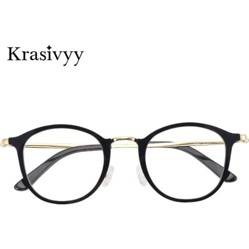 Krasivyy Acetate Titanium Eyeglasses Women Brand Designer Optical Prescription Glasses Frame Men Korean Vintage Round Eyewear