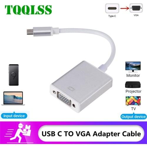 TQQLSS Type C to Female VGA Adapter Cable USBC USB 3.1 to VGA Adapter for Macbook 12 inch Chromebook Pixel Lumia 950XL Hot Sales