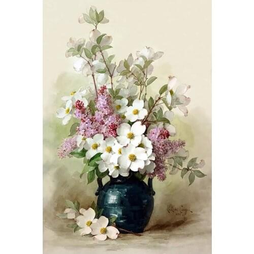 Pearl Spiraea & Lavender Flower Arrangement Diamond Painting Round Full Drill Nouveaute DIY Mosaic Embroidery 5D Cross Stitch