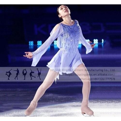 Figure Skating Dress Girls Blue Performance Quality Leotards Unitards Jewelry Competition Ice Skating Costumes New Design