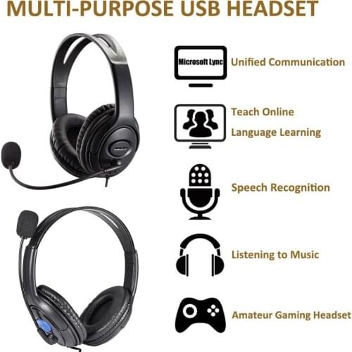 New USB Computer Laptop Wired Headset Office Headset Lightweight Noise Reduction Game Headphone With Microphone For Call Center