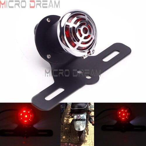 Retro Old School LED Tail Lights Vintage Rear Stop Lamp License Plate Bracket Taillight For Chopper Bobber Scrambler BMW